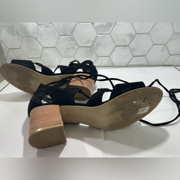 Steve Madden Woman’s Gladiator Lace Up Sandals Size 8 Black Suede Block Heel - Picture 10 of 10